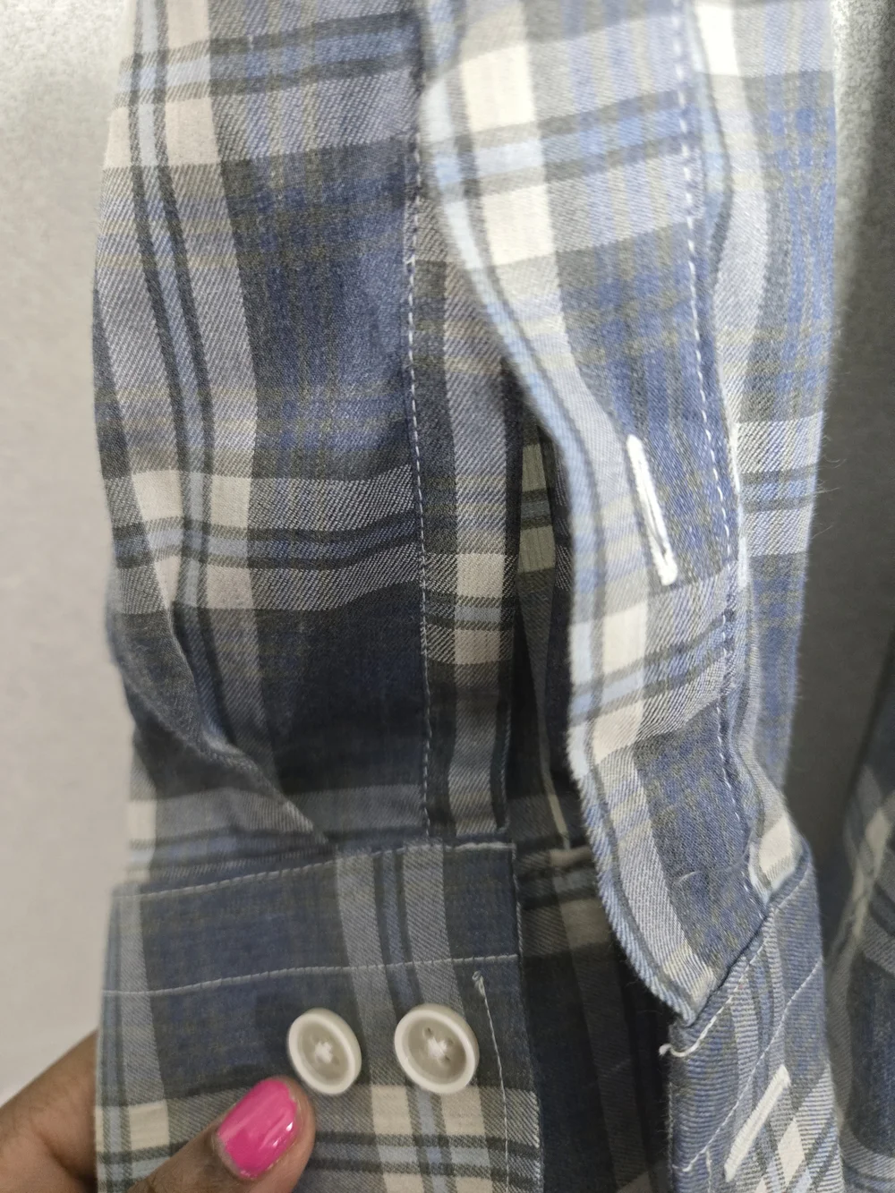 Ledbury Osmond Blue Plaid Button Down Shirt Spread Collar Cotton 15.5 Medium - Picture 6 of 10